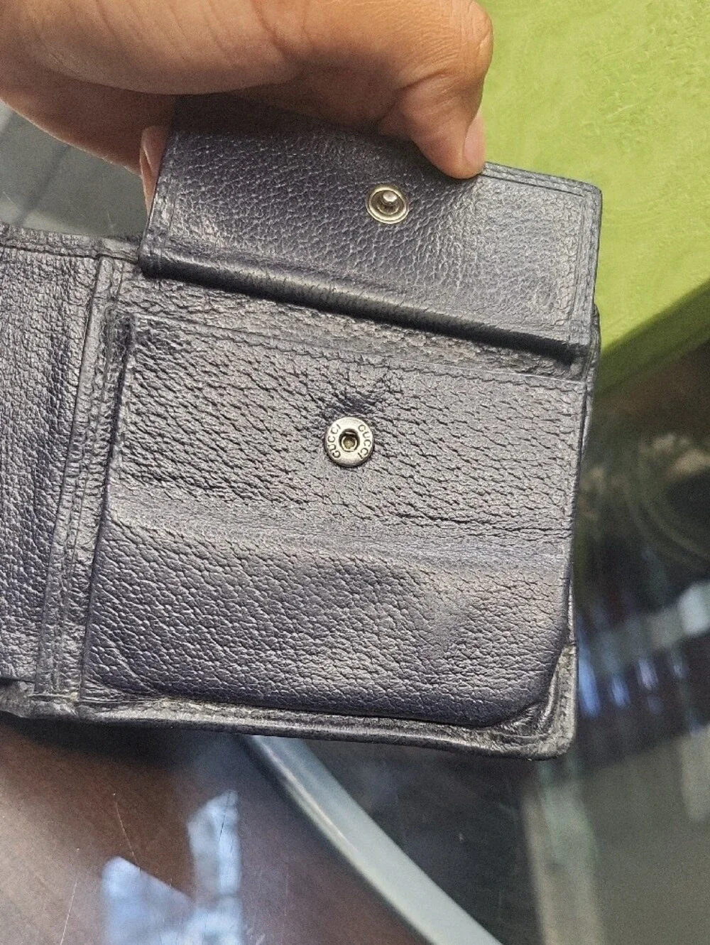 Gucci Beige GG Canvas Card Holder with Navy & Red Stripe